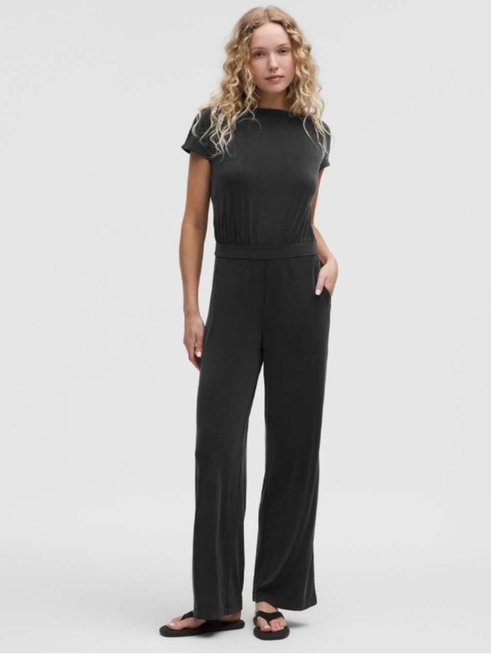 lululemon athletica Drapey Softstreme Jumpsuit — Black NWT L